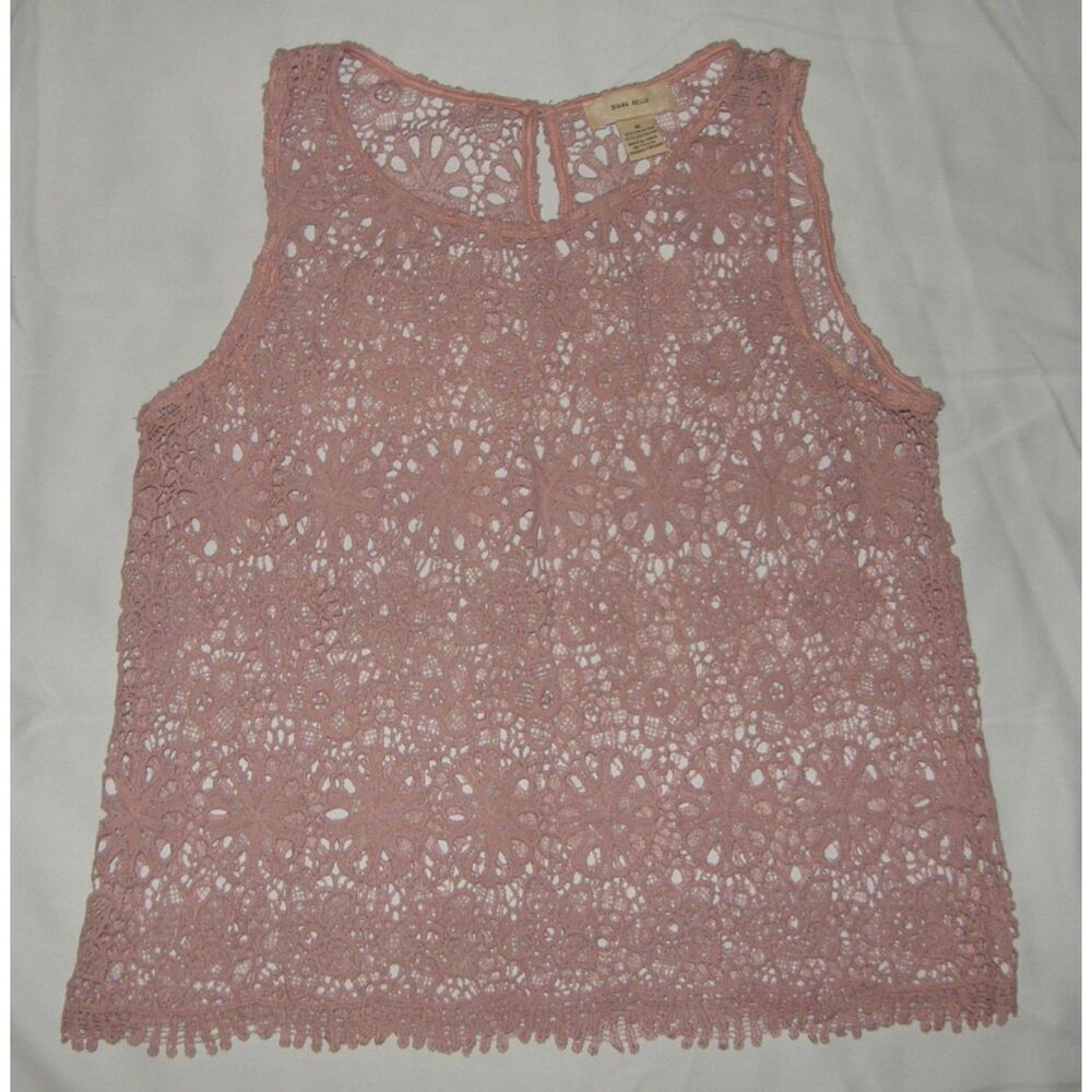 DIANA BELLE Mauve Sz XL Casual or Dress Lacy Sleeveless Unlined Shell Blouse